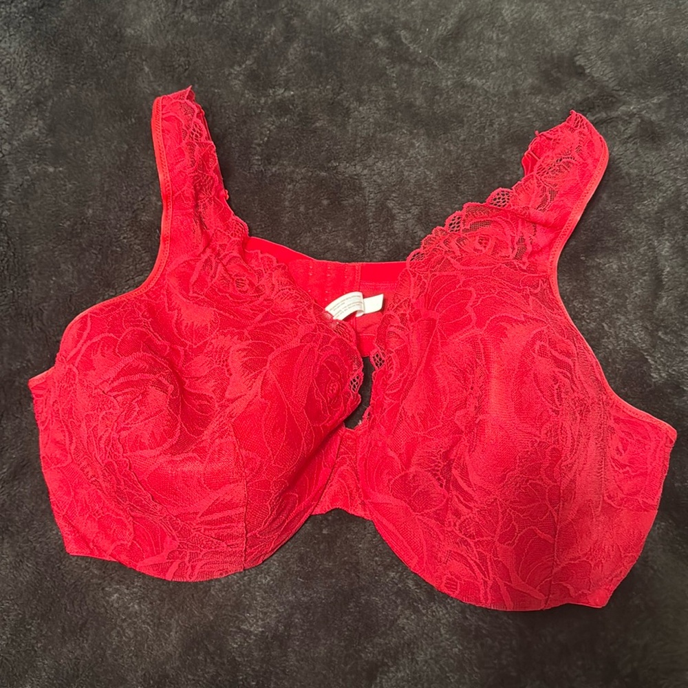 Cacique 46 DD red lace top bra